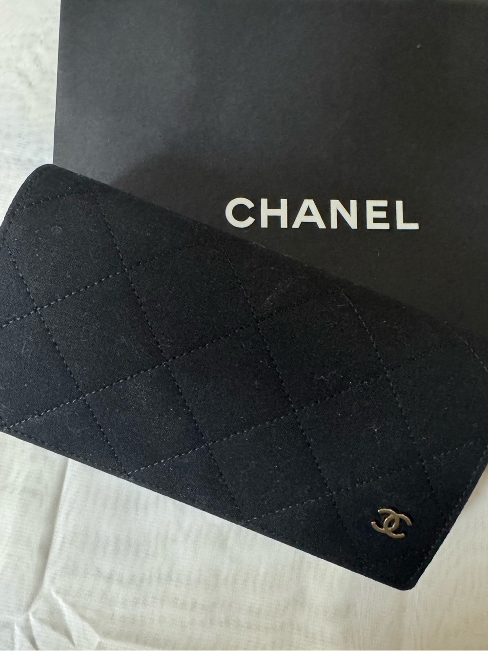 CHANEL 💯% Authentic Black Quilted Velvety Sunglasses Case with Iconic CC Emblem.